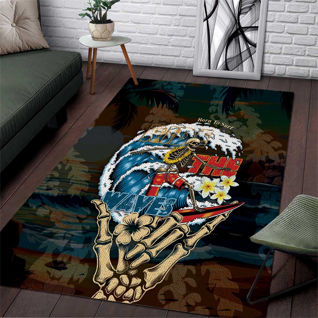 Aloha Hawaii Surfing Skull Area Rug Shaka Skeleton Ride The Waves - Wonder Print Shop
