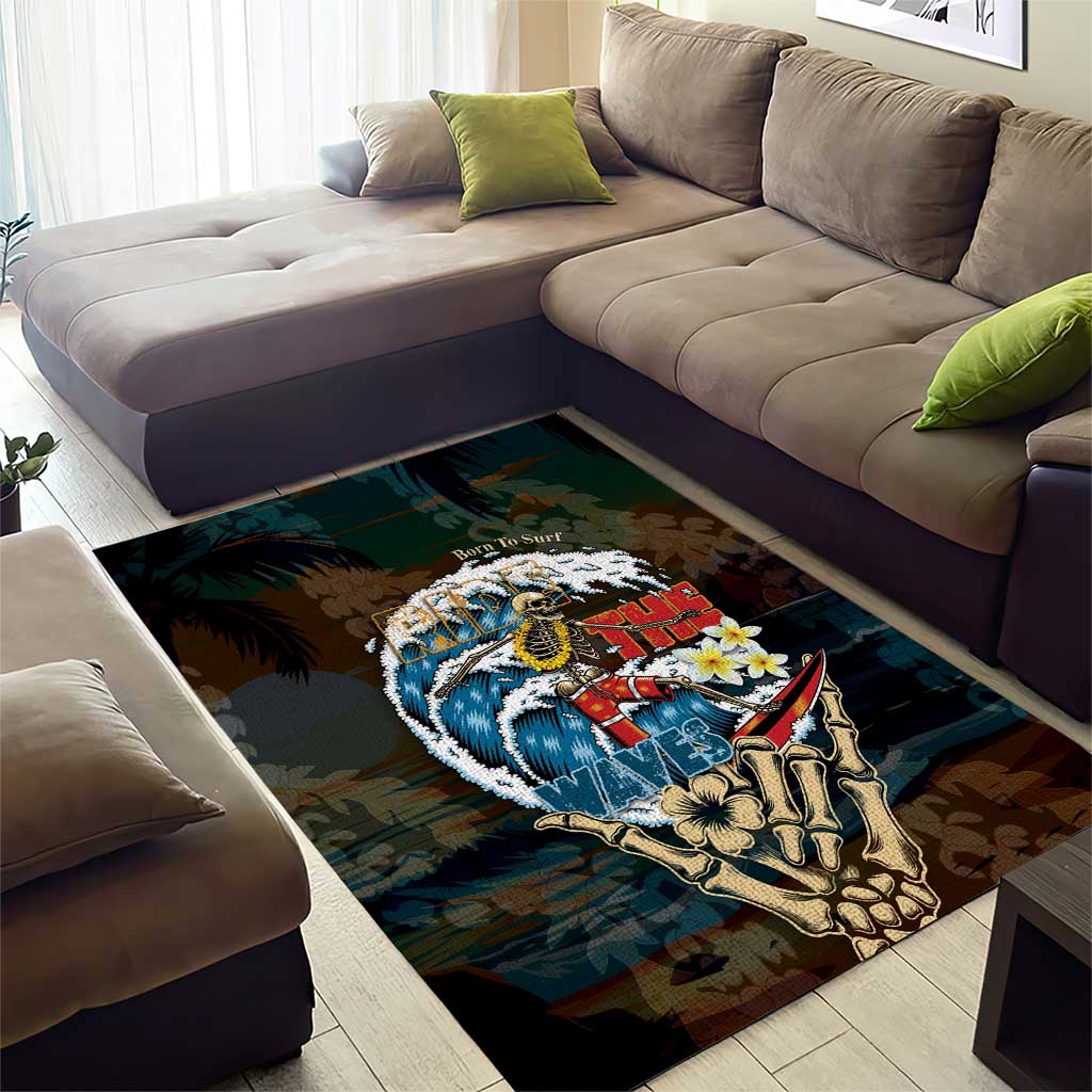 Aloha Hawaii Surfing Skull Area Rug Shaka Skeleton Ride The Waves - Wonder Print Shop
