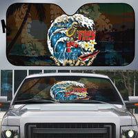 Aloha Hawaii Surfing Skull Auto Sun Shade Shaka Skeleton Ride The Waves - Wonder Print Shop