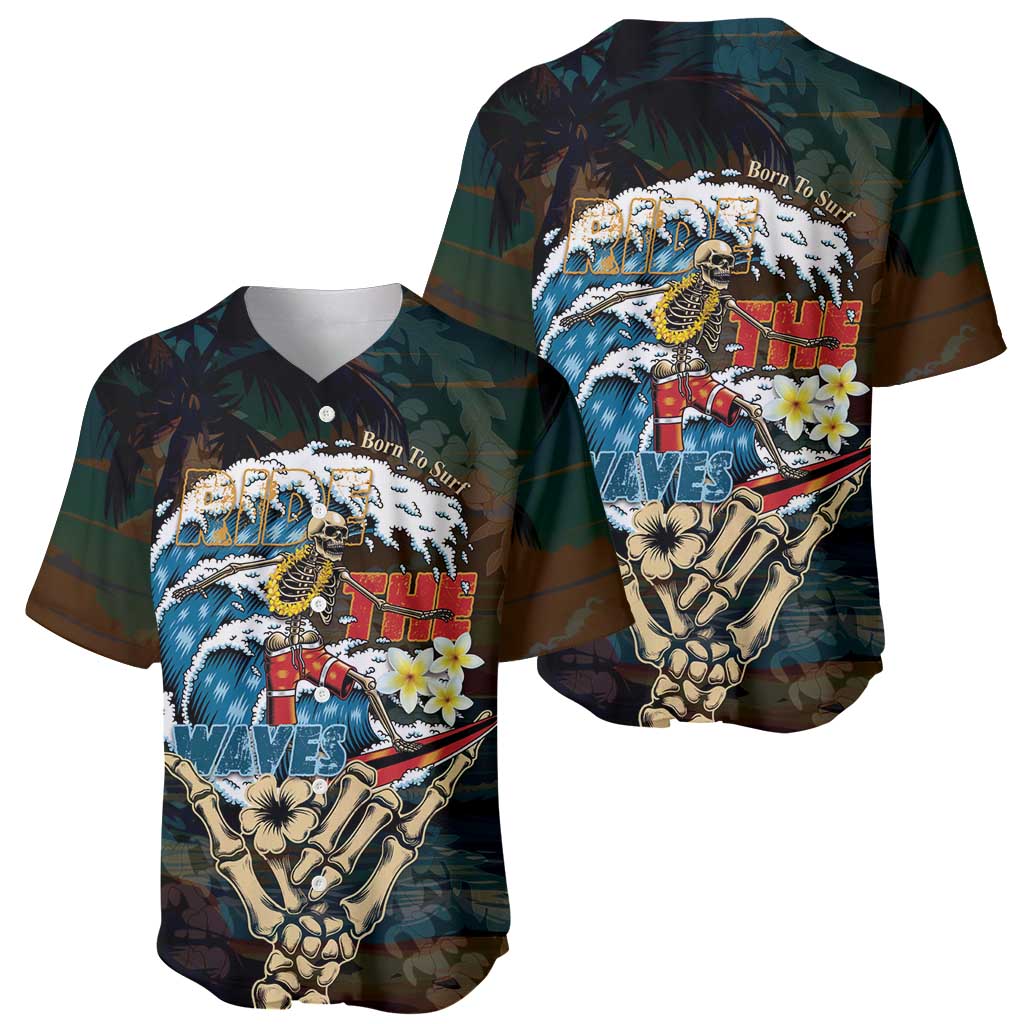 Aloha Hawaii Surfing Skull Baseball Jersey Shaka Skeleton Ride The Waves - Wonder Print Shop