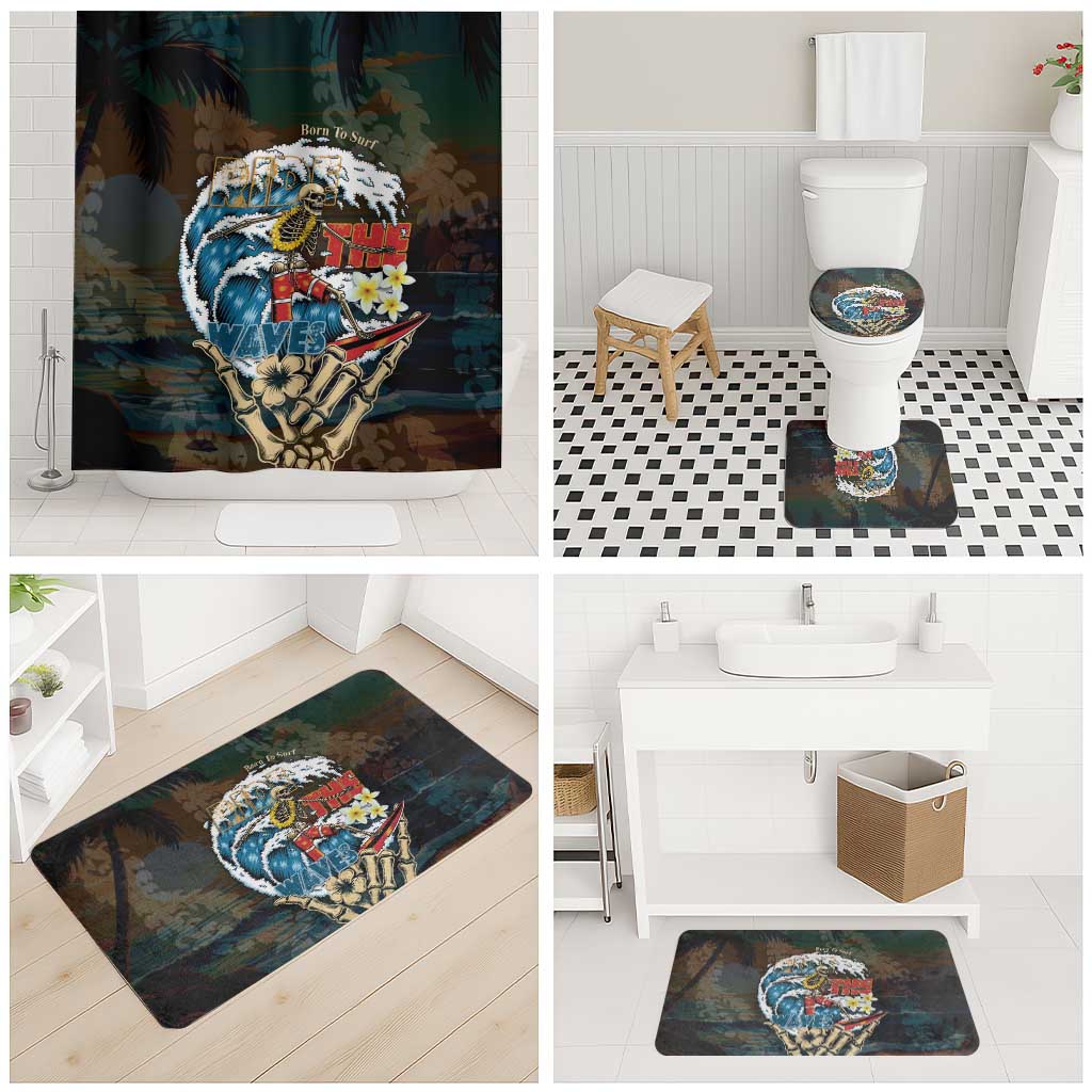 Aloha Hawaii Surfing Skull Bathroom Set Shaka Skeleton Ride The Waves - Wonder Print Shop