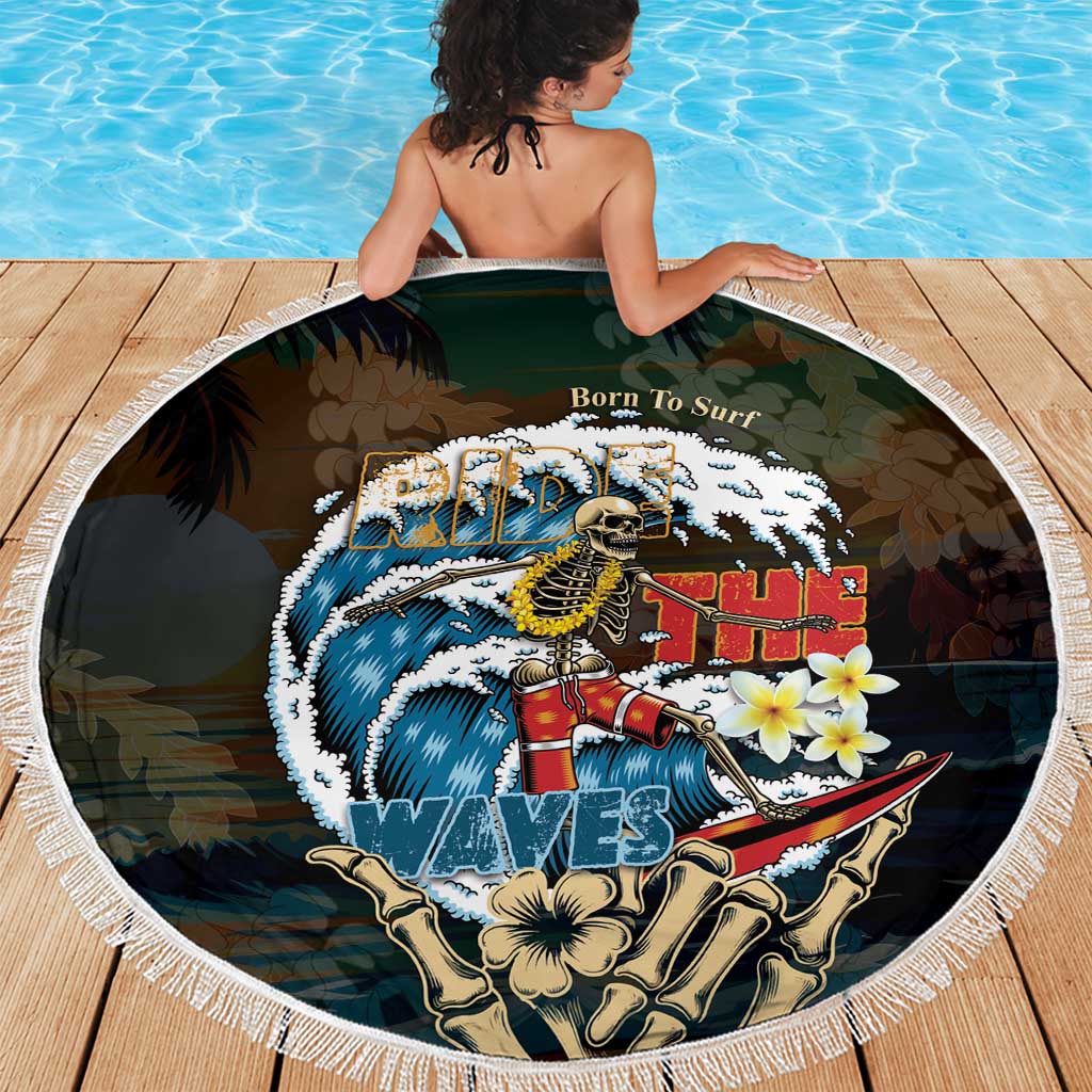 Aloha Hawaii Surfing Skull Beach Blanket Shaka Skeleton Ride The Waves - Wonder Print Shop