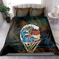 Aloha Hawaii Surfing Skull Bedding Set Shaka Skeleton Ride The Waves - Wonder Print Shop