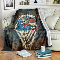 Aloha Hawaii Surfing Skull Blanket Shaka Skeleton Ride The Waves - Wonder Print Shop