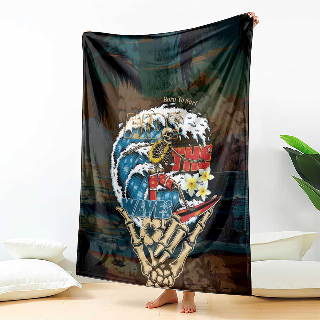Aloha Hawaii Surfing Skull Blanket Shaka Skeleton Ride The Waves - Wonder Print Shop