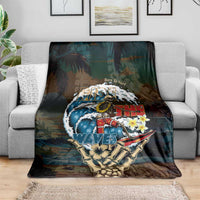 Aloha Hawaii Surfing Skull Blanket Shaka Skeleton Ride The Waves - Wonder Print Shop