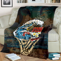 Aloha Hawaii Surfing Skull Blanket Shaka Skeleton Ride The Waves - Wonder Print Shop