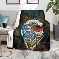 Aloha Hawaii Surfing Skull Blanket Shaka Skeleton Ride The Waves - Wonder Print Shop