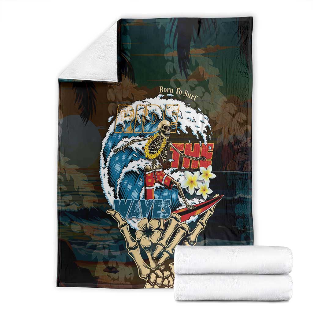 Aloha Hawaii Surfing Skull Blanket Shaka Skeleton Ride The Waves - Wonder Print Shop