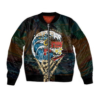 Aloha Hawaii Surfing Skull Bomber Jacket Shaka Skeleton Ride The Waves - Wonder Print Shop
