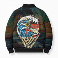 Aloha Hawaii Surfing Skull Bomber Puffer Jacket Shaka Skeleton Ride The Waves - Wonder Print Shop