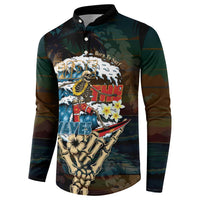 Aloha Hawaii Surfing Skull Button Sweatshirt Shaka Skeleton Ride The Waves - Wonder Print Shop