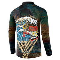 Aloha Hawaii Surfing Skull Button Sweatshirt Shaka Skeleton Ride The Waves - Wonder Print Shop