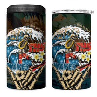 Aloha Hawaii Surfing Skull 4 in 1 Can Cooler Tumbler Shaka Skeleton Ride The Waves - Wonder Print Shop
