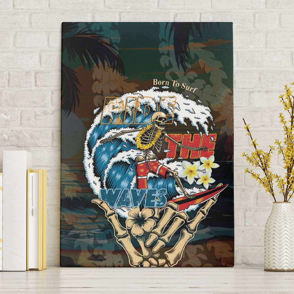 Aloha Hawaii Surfing Skull Canvas Wall Art Shaka Skeleton Ride The Waves - Wonder Print Shop