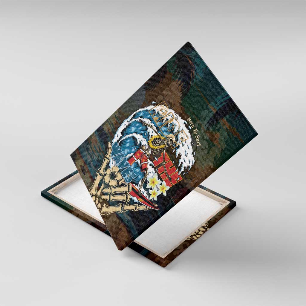 Aloha Hawaii Surfing Skull Canvas Wall Art Shaka Skeleton Ride The Waves - Wonder Print Shop