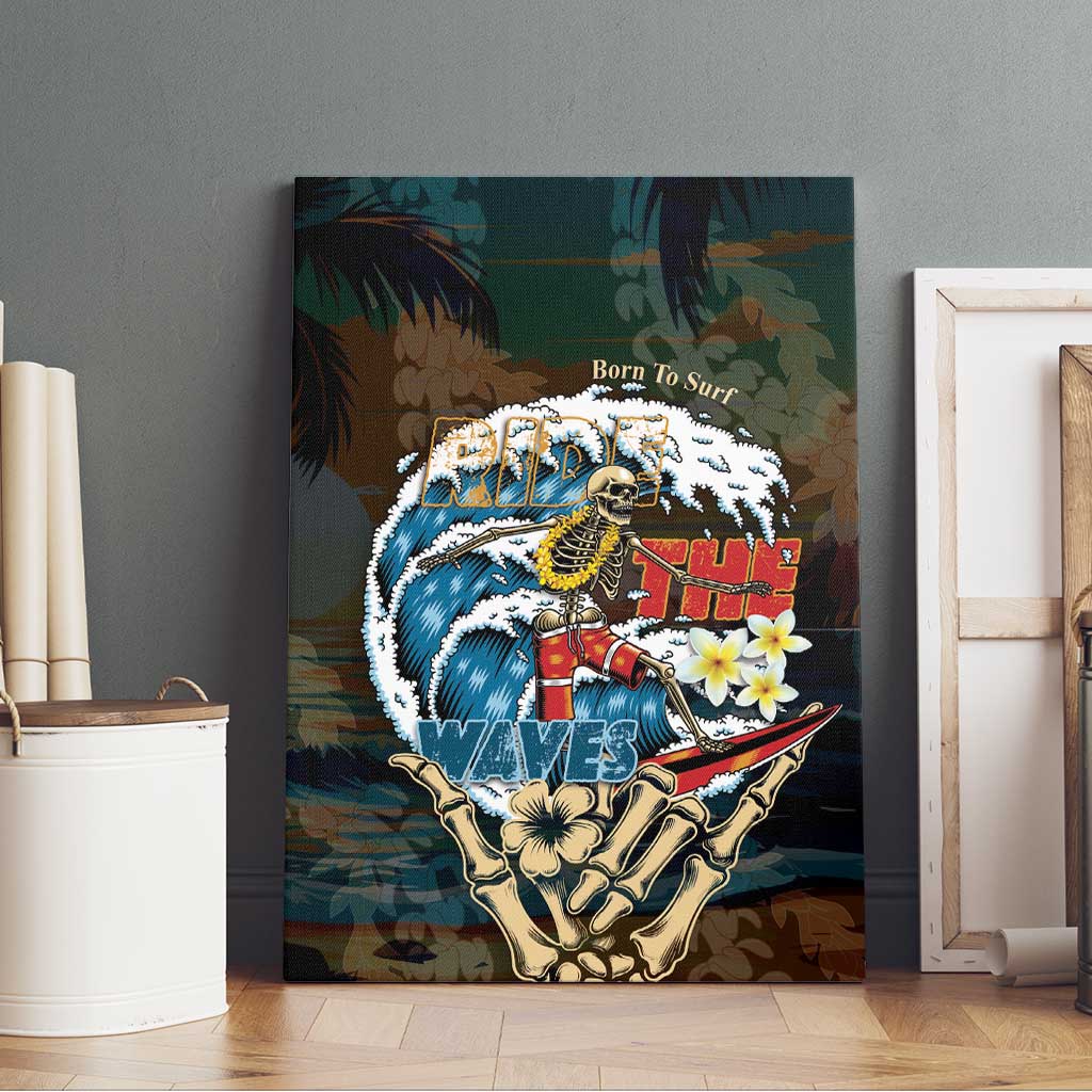 Aloha Hawaii Surfing Skull Canvas Wall Art Shaka Skeleton Ride The Waves - Wonder Print Shop