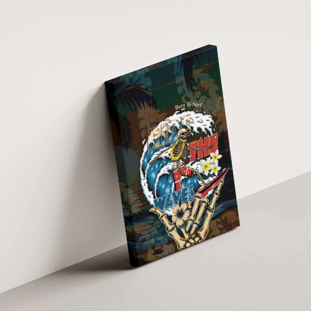 Aloha Hawaii Surfing Skull Canvas Wall Art Shaka Skeleton Ride The Waves - Wonder Print Shop