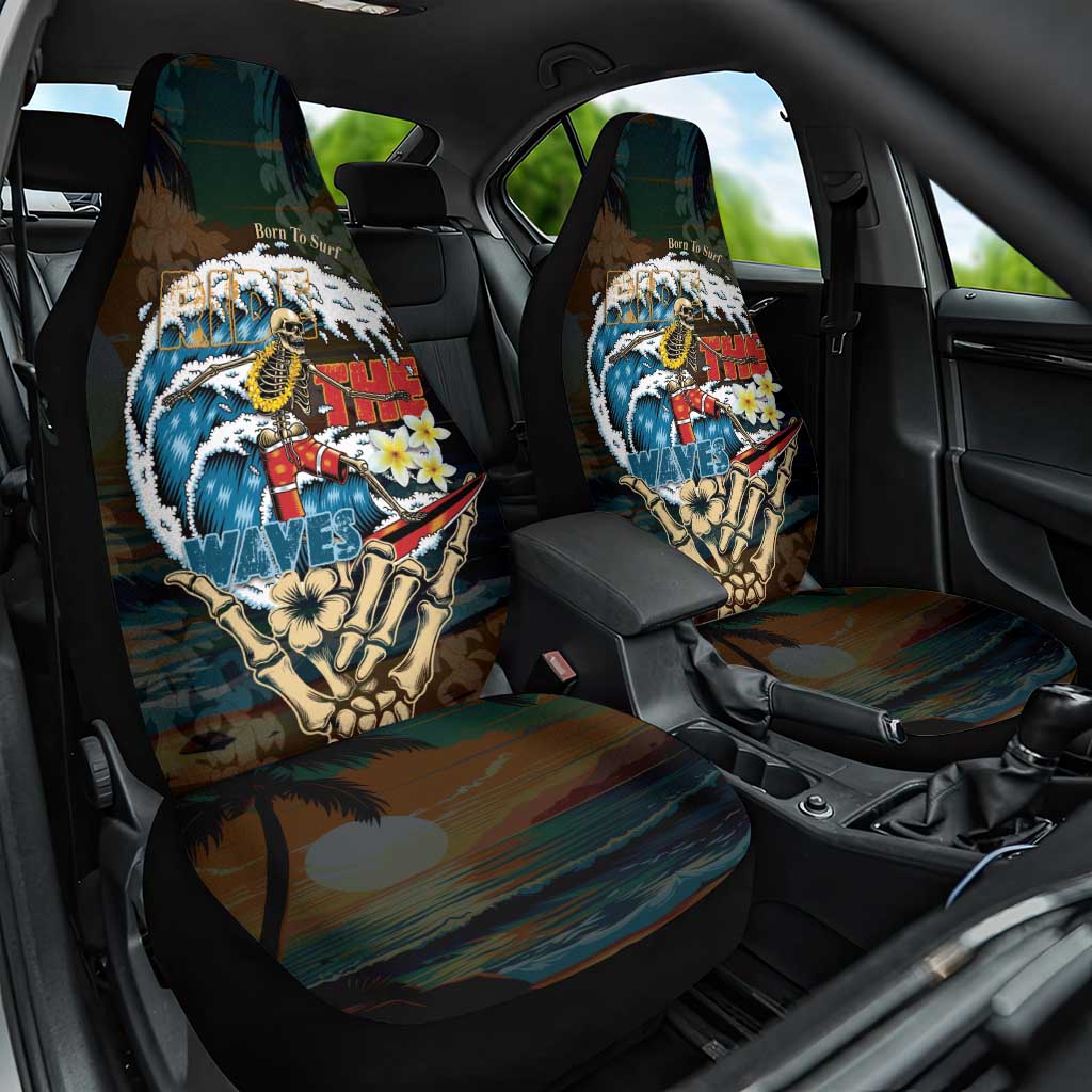 Aloha Hawaii Surfing Skull Car Seat Cover Shaka Skeleton Ride The Waves - Wonder Print Shop