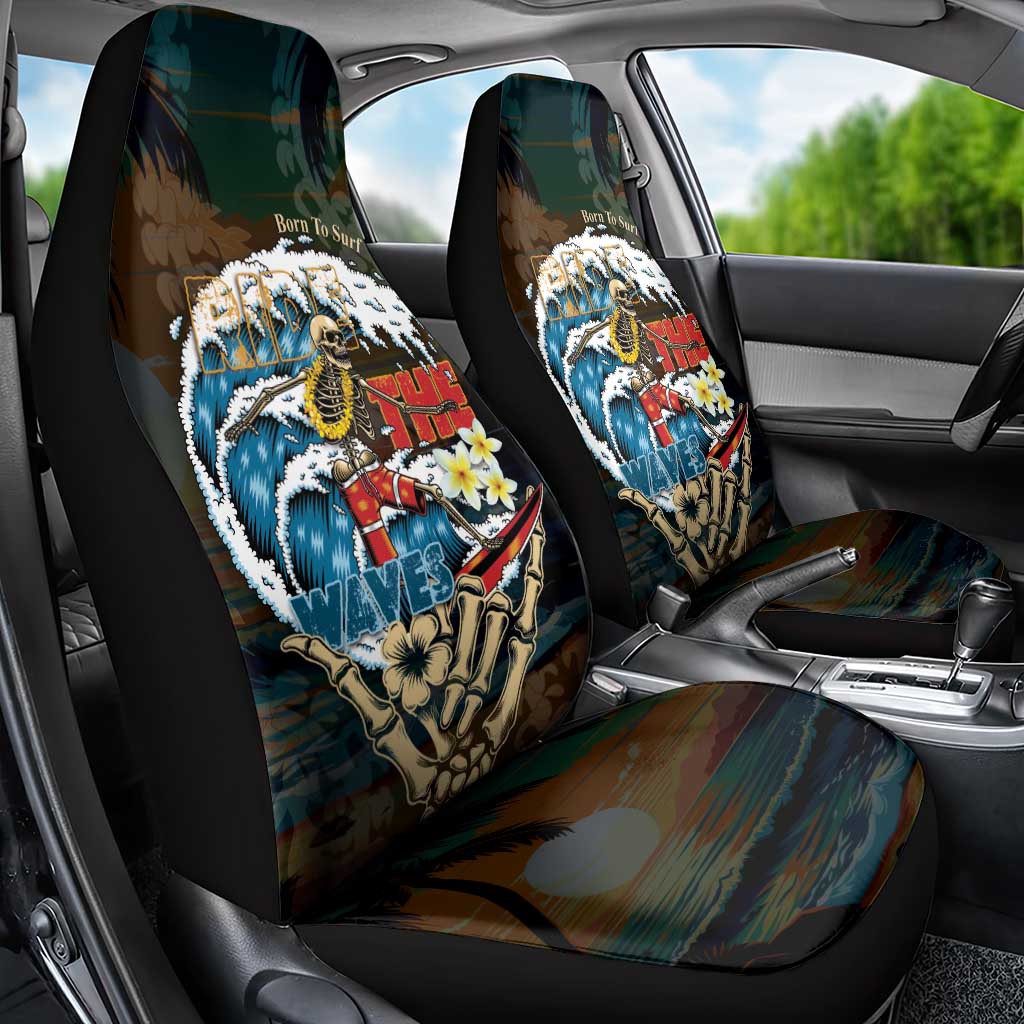 Aloha Hawaii Surfing Skull Car Seat Cover Shaka Skeleton Ride The Waves - Wonder Print Shop