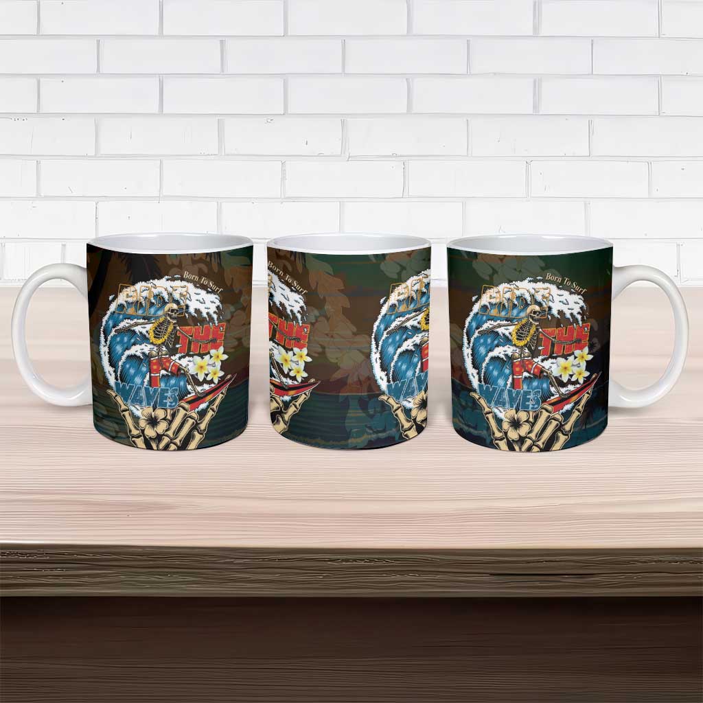 Aloha Hawaii Surfing Skull Ceramic Mug Shaka Skeleton Ride The Waves - Wonder Print Shop