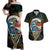 Aloha Hawaii Surfing Skull Couples Matching Off Shoulder Maxi Dress and Hawaiian Shirt Shaka Skeleton Ride The Waves - Wonder Print Shop