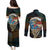 Aloha Hawaii Surfing Skull Couples Matching Puletasi and Long Sleeve Button Shirt Shaka Skeleton Ride The Waves - Wonder Print Shop