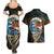 Aloha Hawaii Surfing Skull Couples Matching Summer Maxi Dress and Hawaiian Shirt Shaka Skeleton Ride The Waves - Wonder Print Shop