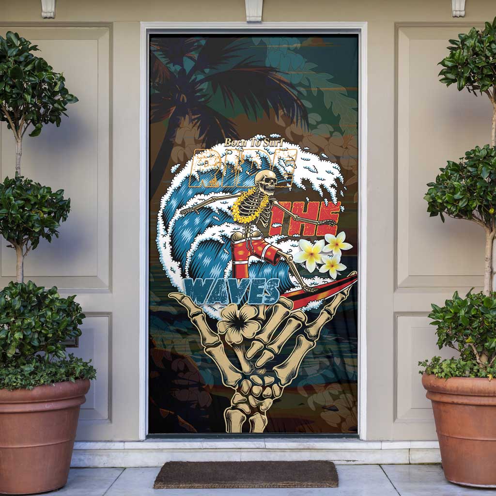 Aloha Hawaii Surfing Skull Door Cover Shaka Skeleton Ride The Waves - Wonder Print Shop