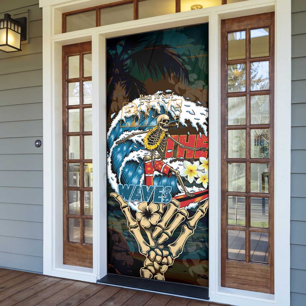 Aloha Hawaii Surfing Skull Door Cover Shaka Skeleton Ride The Waves - Wonder Print Shop