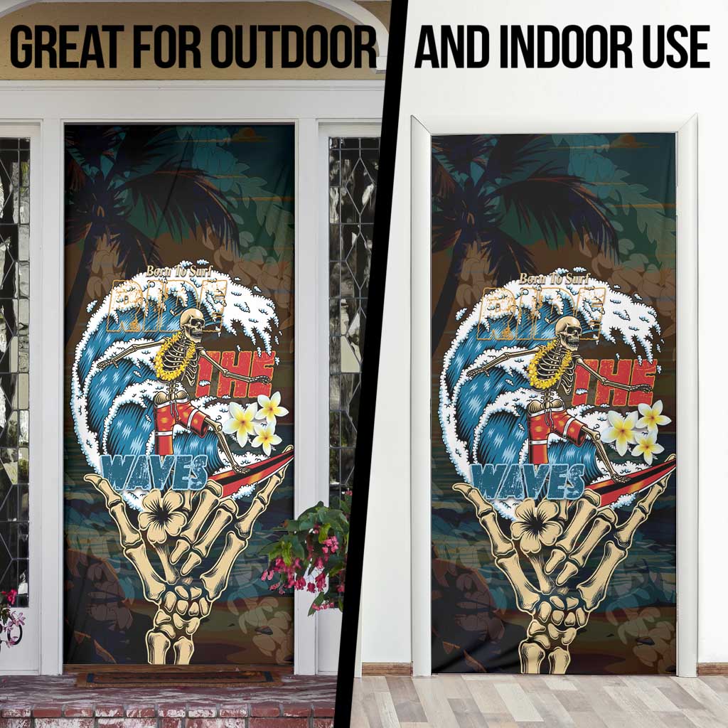 Aloha Hawaii Surfing Skull Door Cover Shaka Skeleton Ride The Waves - Wonder Print Shop