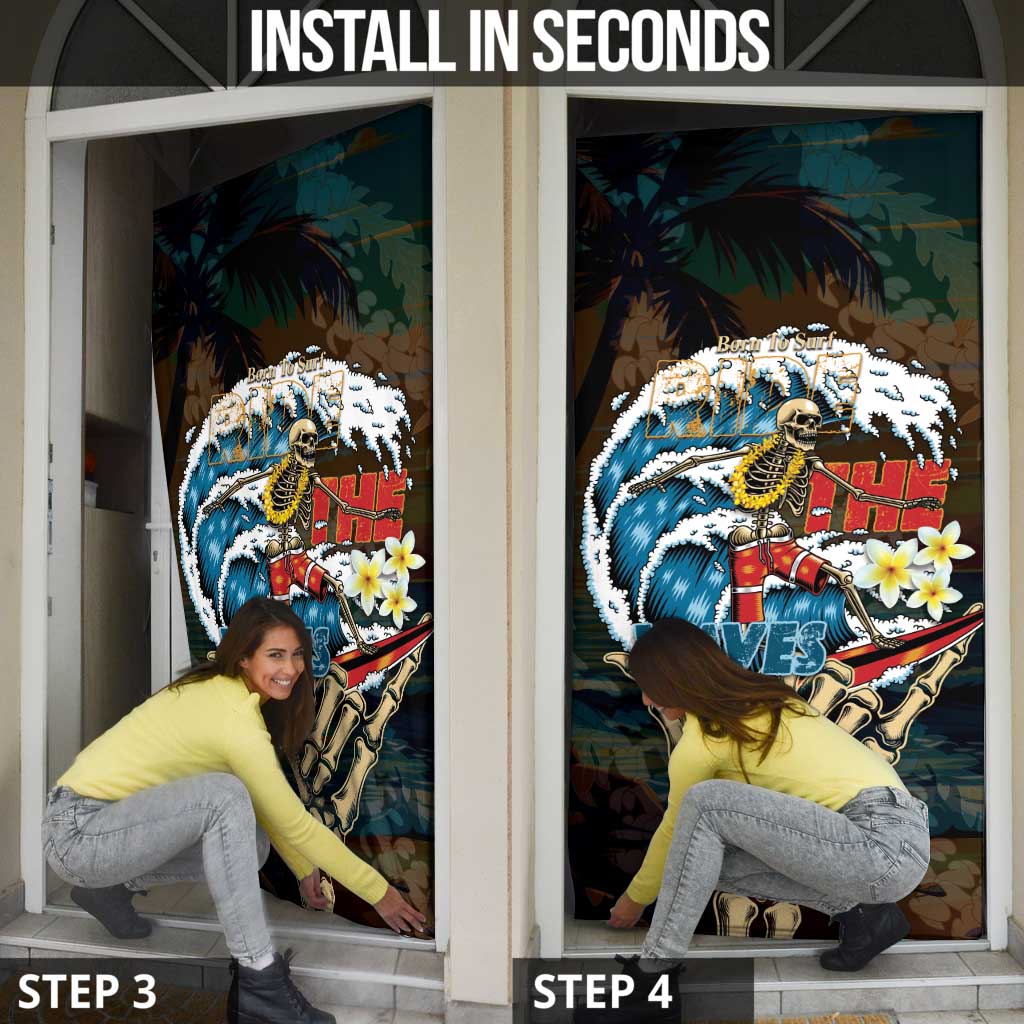 Aloha Hawaii Surfing Skull Door Cover Shaka Skeleton Ride The Waves - Wonder Print Shop