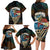 Aloha Hawaii Surfing Skull Family Matching Long Sleeve Bodycon Dress and Hawaiian Shirt Shaka Skeleton Ride The Waves - Wonder Print Shop
