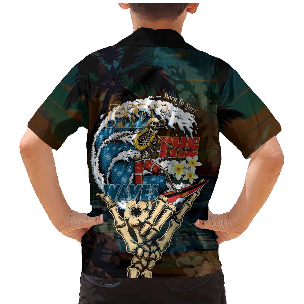 Aloha Hawaii Surfing Skull Family Matching Mermaid Dress and Hawaiian Shirt Shaka Skeleton Ride The Waves - Wonder Print Shop