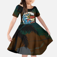 Aloha Hawaii Surfing Skull Family Matching Mermaid Dress and Hawaiian Shirt Shaka Skeleton Ride The Waves - Wonder Print Shop