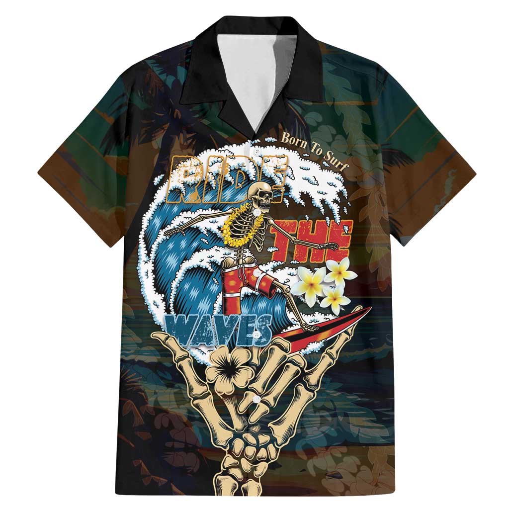 Aloha Hawaii Surfing Skull Family Matching Mermaid Dress and Hawaiian Shirt Shaka Skeleton Ride The Waves - Wonder Print Shop