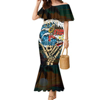 Aloha Hawaii Surfing Skull Family Matching Mermaid Dress and Hawaiian Shirt Shaka Skeleton Ride The Waves - Wonder Print Shop