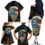 Aloha Hawaii Surfing Skull Family Matching Off The Shoulder Long Sleeve Dress and Hawaiian Shirt Shaka Skeleton Ride The Waves - Wonder Print Shop