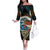 Aloha Hawaii Surfing Skull Family Matching Off The Shoulder Long Sleeve Dress and Hawaiian Shirt Shaka Skeleton Ride The Waves - Wonder Print Shop