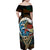 Aloha Hawaii Surfing Skull Family Matching Off Shoulder Maxi Dress and Hawaiian Shirt Shaka Skeleton Ride The Waves - Wonder Print Shop