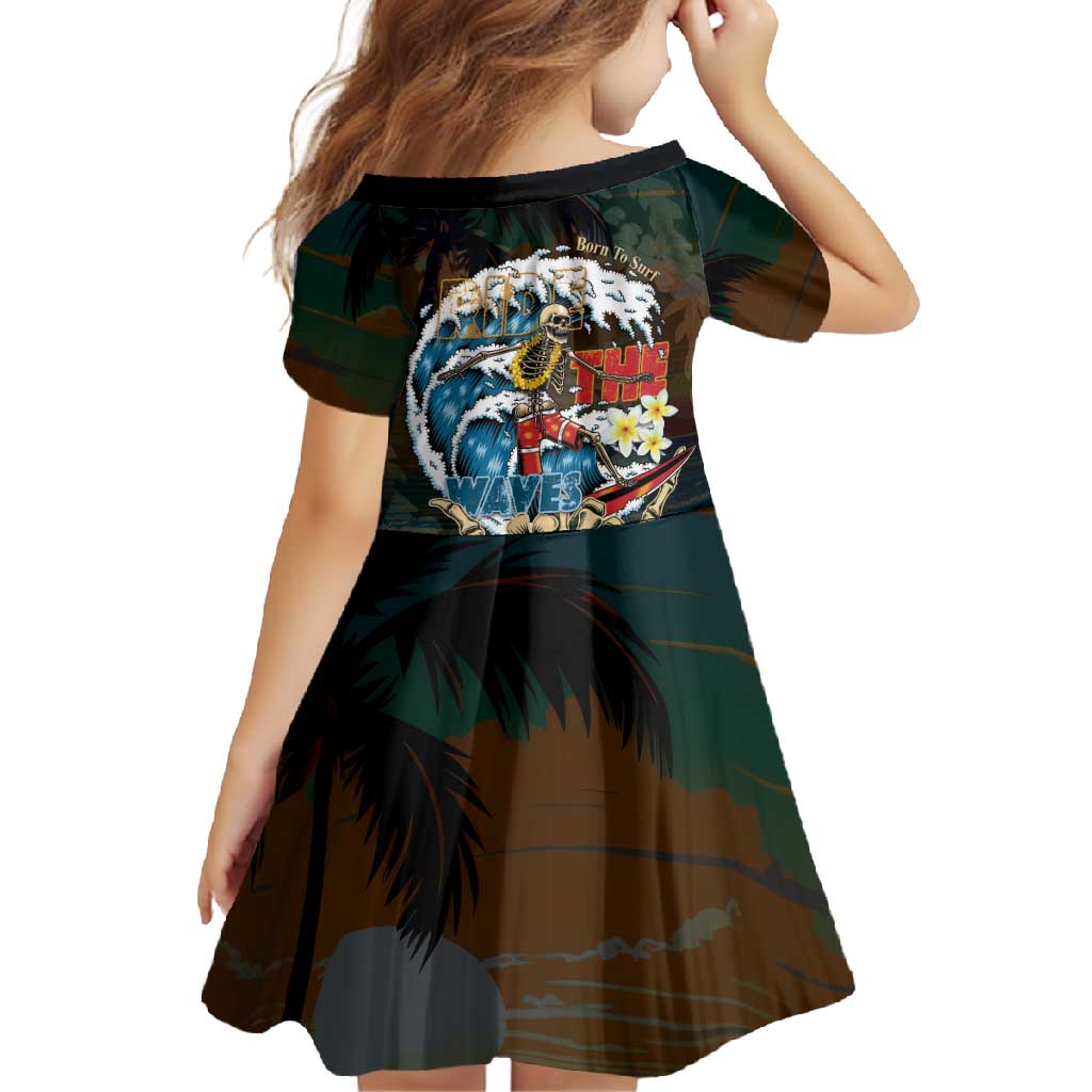 Aloha Hawaii Surfing Skull Family Matching Tank Maxi Dress and Hawaiian Shirt Shaka Skeleton Ride The Waves - Wonder Print Shop