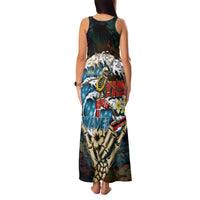 Aloha Hawaii Surfing Skull Family Matching Tank Maxi Dress and Hawaiian Shirt Shaka Skeleton Ride The Waves - Wonder Print Shop