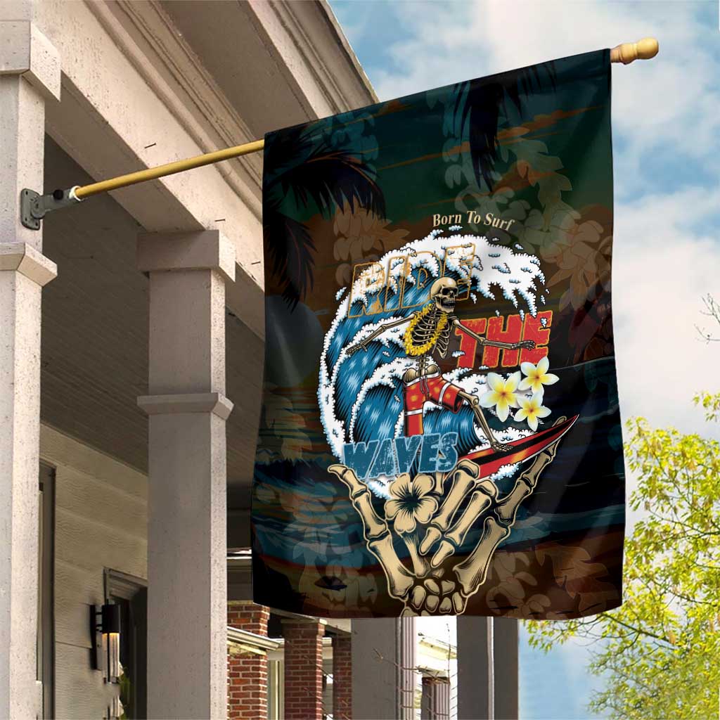 Aloha Hawaii Surfing Skull Garden Flag Shaka Skeleton Ride The Waves - Wonder Print Shop