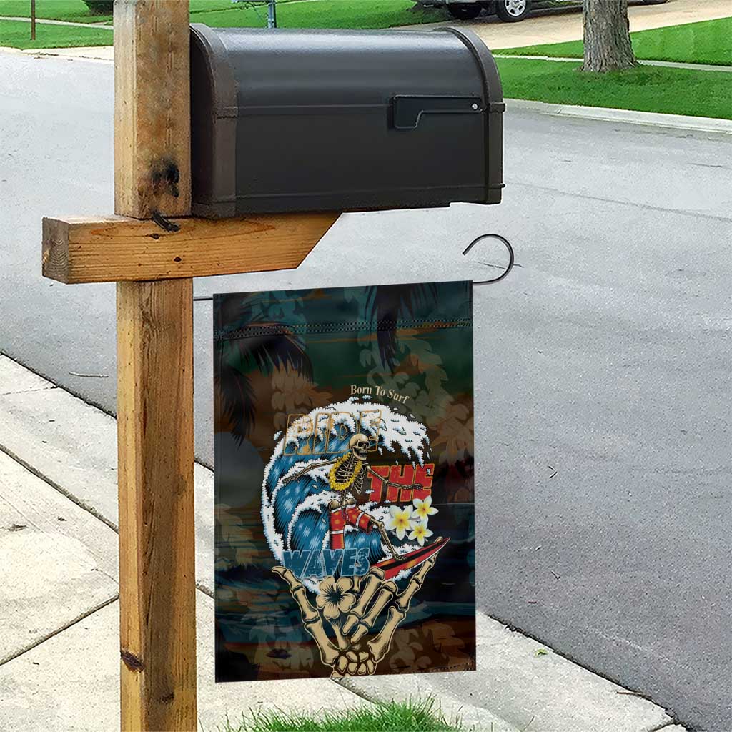 Aloha Hawaii Surfing Skull Garden Flag Shaka Skeleton Ride The Waves - Wonder Print Shop