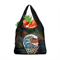 Aloha Hawaii Surfing Skull Grocery Bag Shaka Skeleton Ride The Waves - Wonder Print Shop