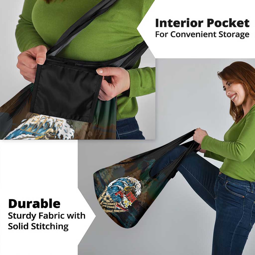 Aloha Hawaii Surfing Skull Grocery Bag Shaka Skeleton Ride The Waves - Wonder Print Shop