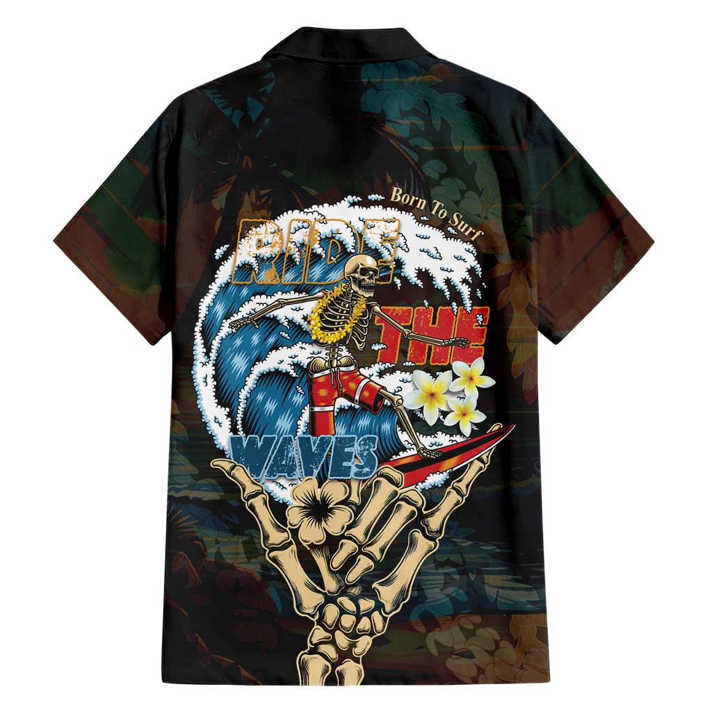 Aloha Hawaii Surfing Skull Hawaiian Shirt Shaka Skeleton Ride The Waves - Wonder Print Shop