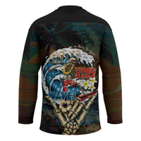 Aloha Hawaii Surfing Skull Hockey Jersey Shaka Skeleton Ride The Waves - Wonder Print Shop