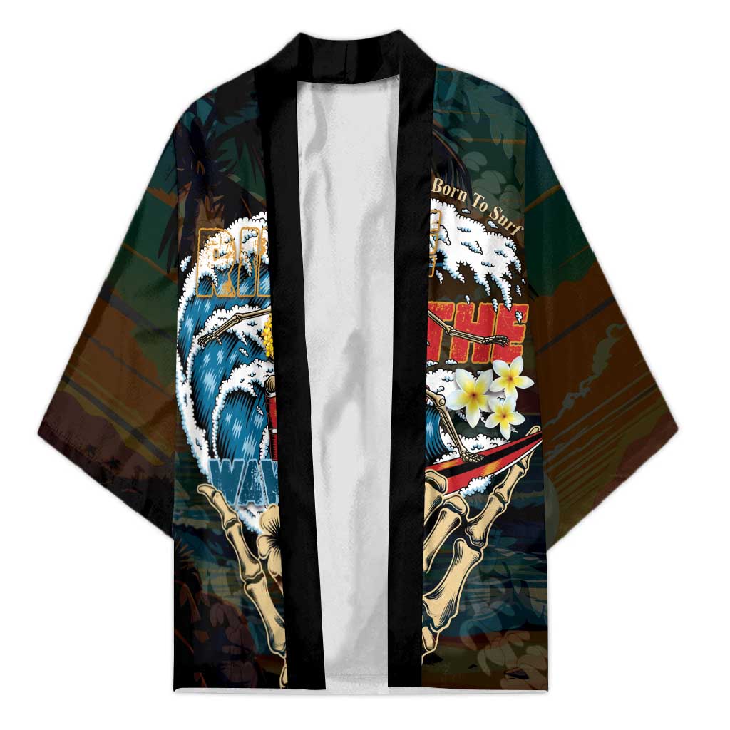 Aloha Hawaii Surfing Skull Kimono Shaka Skeleton Ride The Waves - Wonder Print Shop
