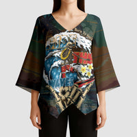 Aloha Hawaii Surfing Skull Kimono Sleeve Blouse Shaka Skeleton Ride The Waves - Wonder Print Shop